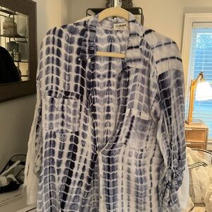 Blue and White Button Down Shirt